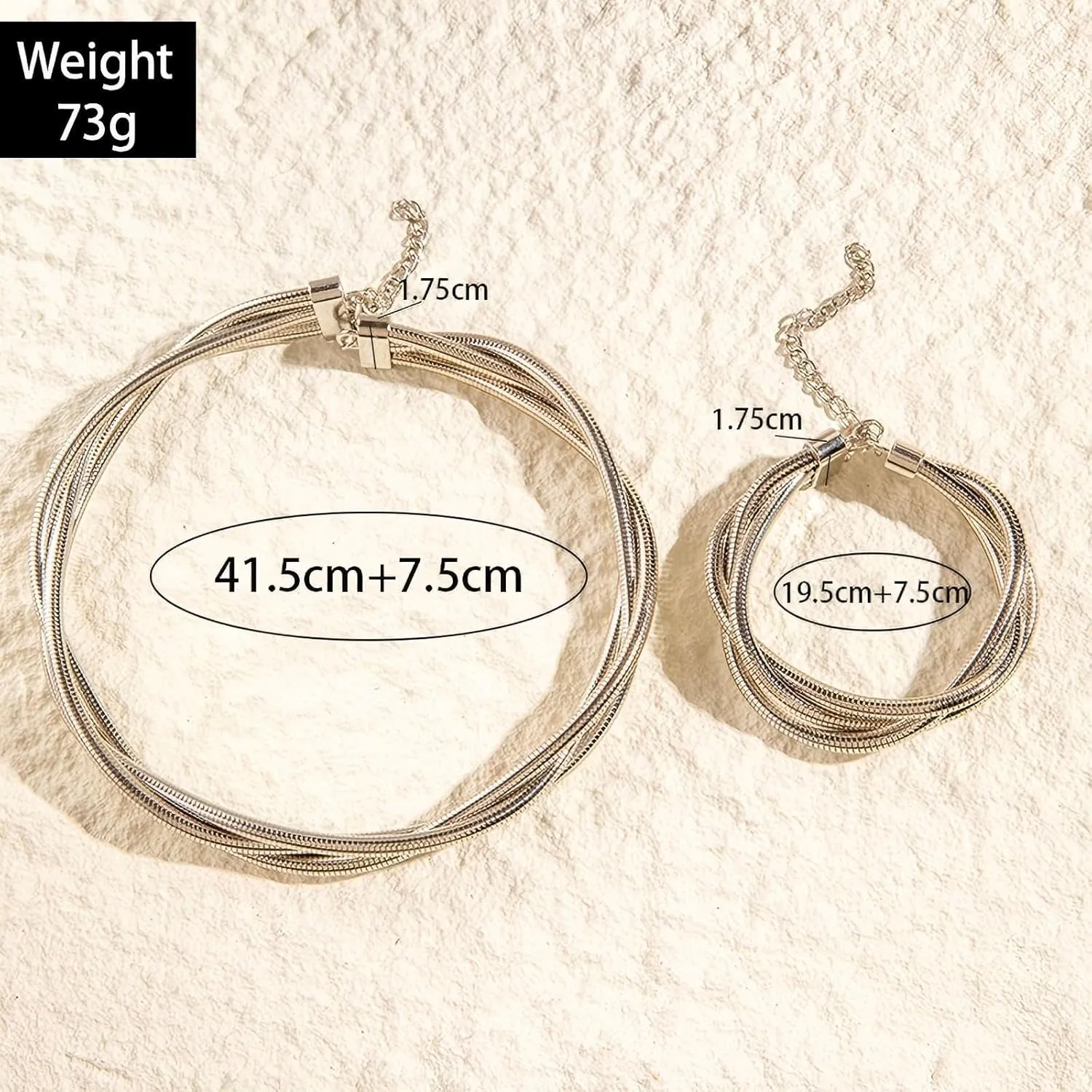 Gold Jewelry Set for Women Chunky Statement Choker Necklace and Bracelet Trendy Arm Cuff Band Silver Party Gift