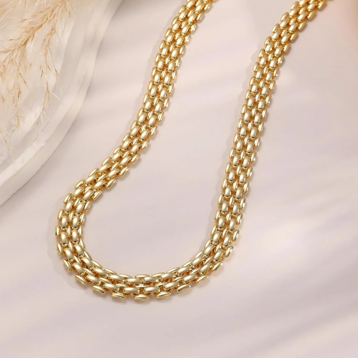 Gold NecklaceS for Women: 14K Gold Plated Chain NecklaceS for Women Trendy Cuban Link Paperclip Chain Toggle Clasp Pearl Pendant Necklace Non Tarnish Lobster Clasp Necklace