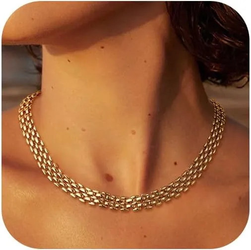 Gold NecklaceS for Women: 14K Gold Plated Chain NecklaceS for Women Trendy Cuban Link Paperclip Chain Toggle Clasp Pearl Pendant Necklace Non Tarnish Lobster Clasp Necklace