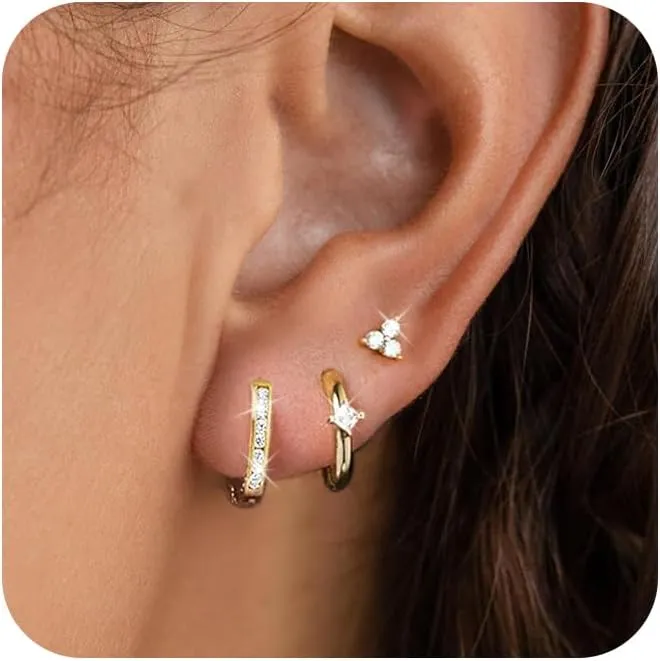 Gold Pearl Earrings for Women,Hypoallergenic Pearl Drop Earrings 14k Gold Plated Dainty Hoop Earrings for Women Trendy Small Gold Huggie Earrings Wedding Jewelry Gifts for Women