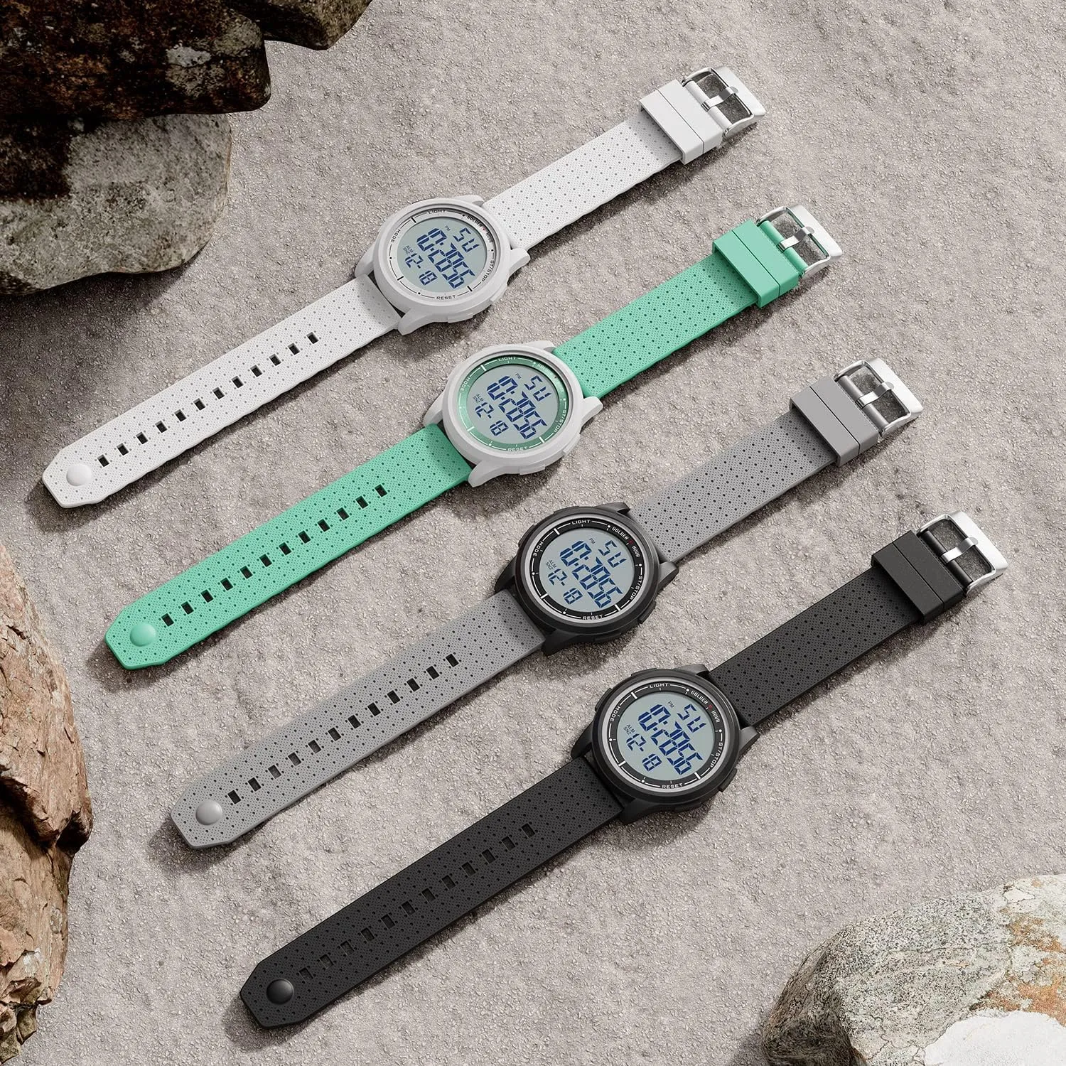 GOLDEN HOUR Ultra-Thin Minimalist Sports Waterproof Digital Watches Men with Wide-Angle Display Rubber Strap Wrist Watch for Men Women