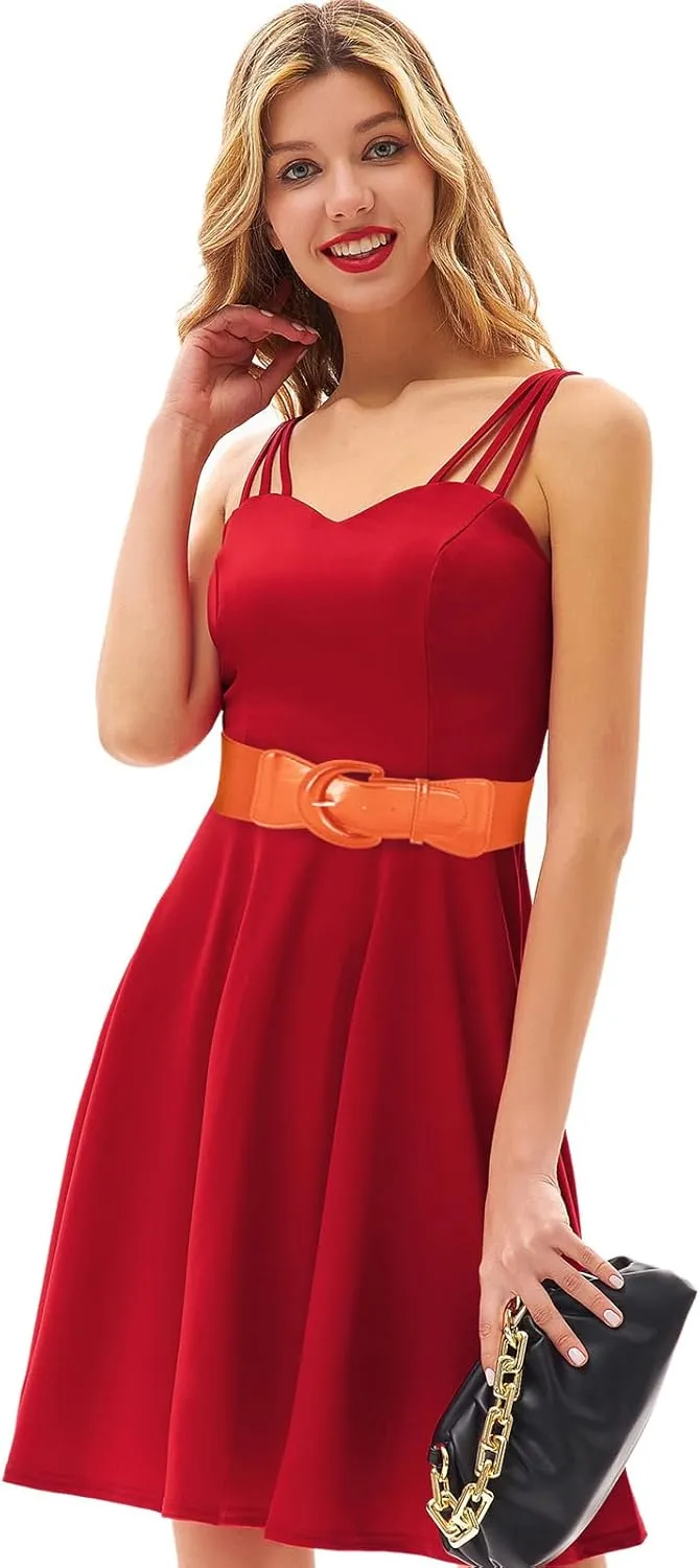 GRACE KARIN Women's Wide Stretchy Cinch Belt 3 Inch Vintage Chunky Buckle Belts S-XXXXL