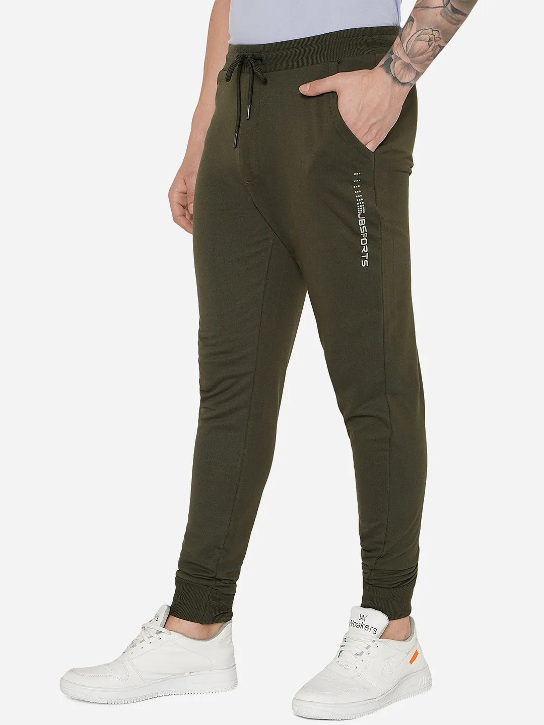 Green Solid Slim Fit Track Pant | JadeBlue