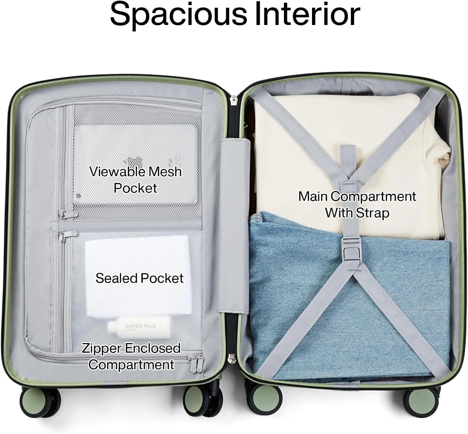 Hanke Hard Shell Luggage Sets 2 Pieces, 20/28 Inch Carry On Luggage with Wheels Lighweight TSA Extra Large Luggage for Travel Checked Suitcase(Bamboo Green)