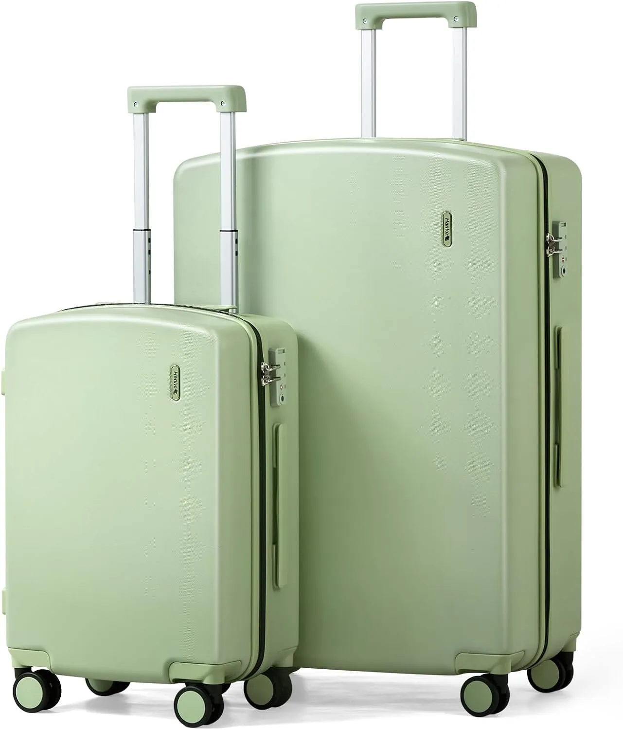 Hanke Hard Shell Luggage Sets 2 Pieces, 20/28 Inch Carry On Luggage with Wheels Lighweight TSA Extra Large Luggage for Travel Checked Suitcase(Bamboo Green)