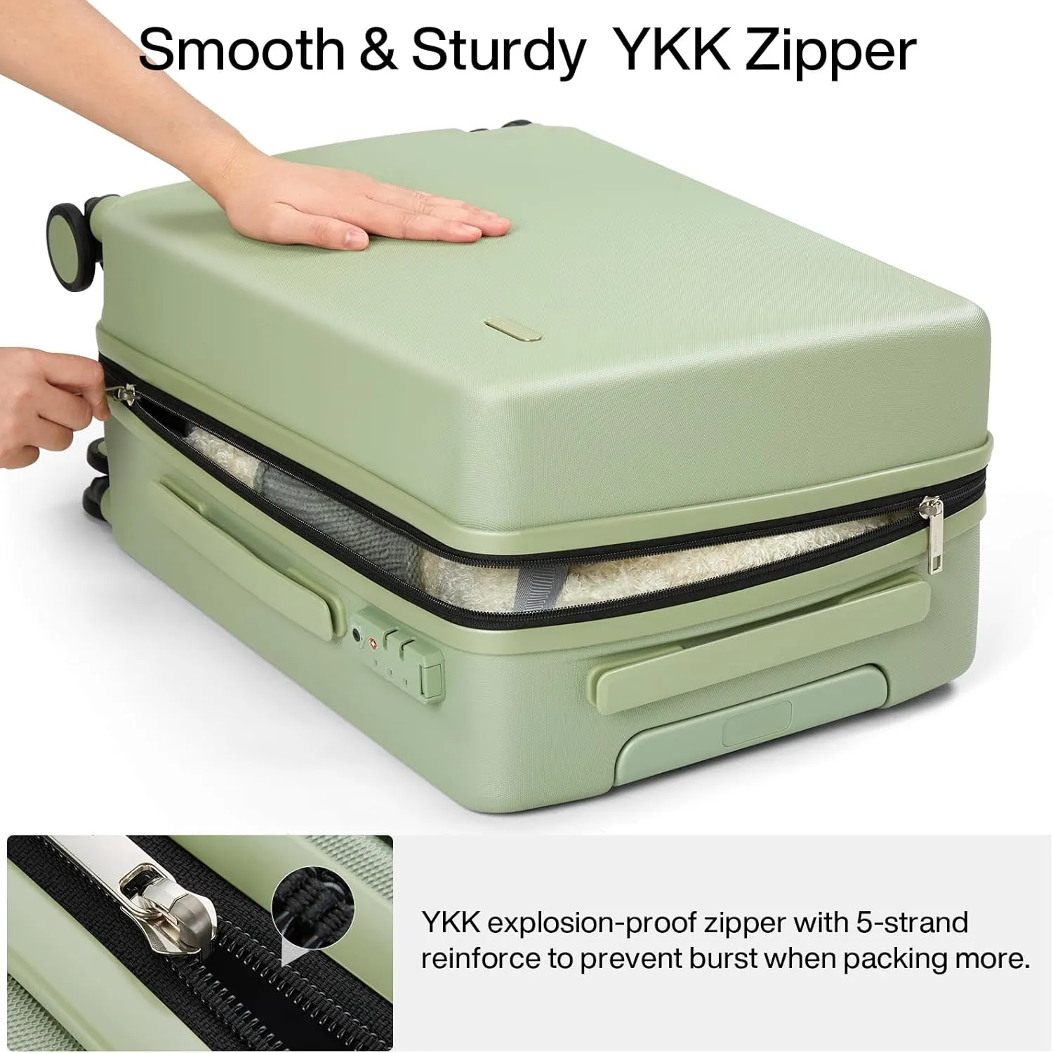 Hanke Hard Shell Luggage Sets 2 Pieces, 20/28 Inch Carry On Luggage with Wheels Lighweight TSA Extra Large Luggage for Travel Checked Suitcase(Bamboo Green)