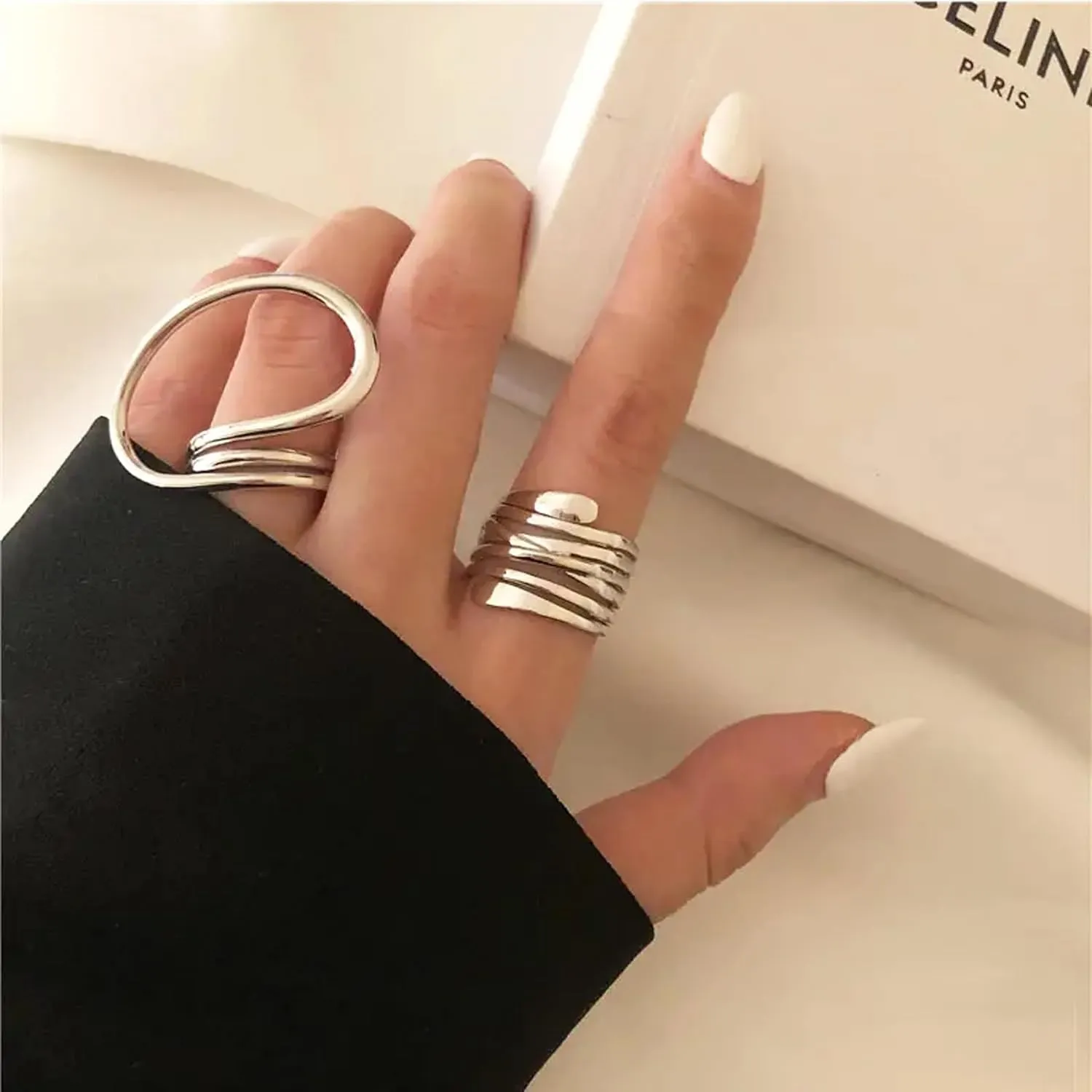 Harry and Henry Chunky Gold Rings for Women Non Tarnish Adjustable Thick Bold Dome Rings Gold Statement Rings Minimalist Jewelry Stackable Rings for Women