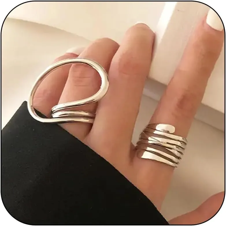 Harry and Henry Chunky Gold Rings for Women Non Tarnish Adjustable Thick Bold Dome Rings Gold Statement Rings Minimalist Jewelry Stackable Rings for Women