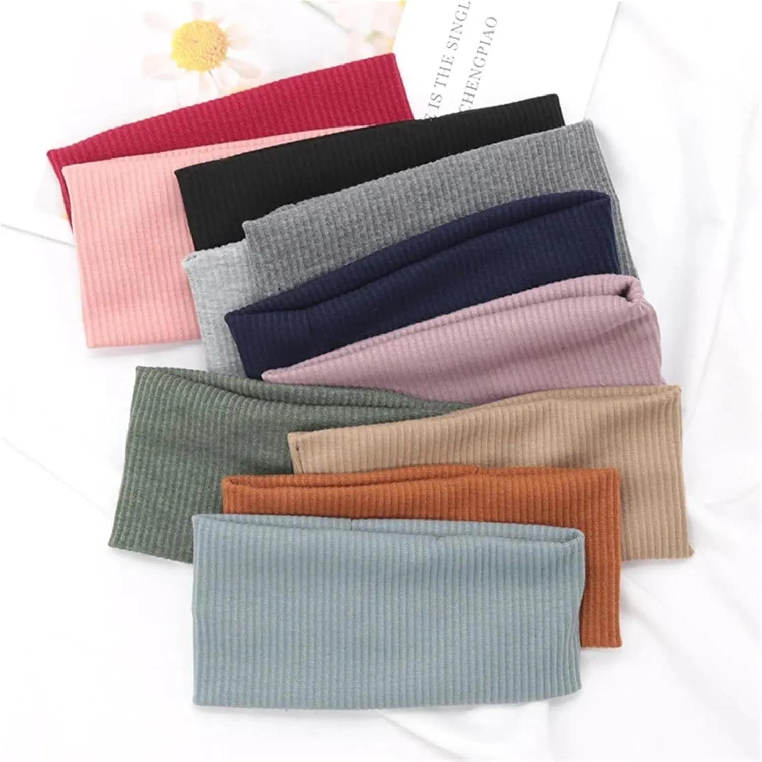 Headbands 2pcs/set Women Solid Hairband Wide Hair Bands Elastic(Green)