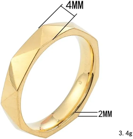 HUASAI Geometric Rhombus Ring Punk Cool Ring Dainty 4mm Titanium Rhombus Ring Dainty Statement Rings Trendy Midi Rings Jewelry for Women