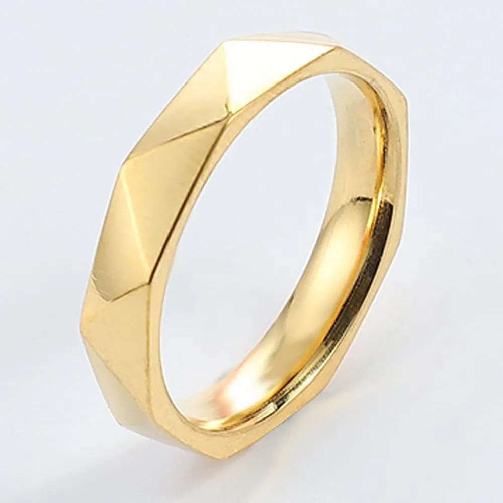 HUASAI Geometric Rhombus Ring Punk Cool Ring Dainty 4mm Titanium Rhombus Ring Dainty Statement Rings Trendy Midi Rings Jewelry for Women