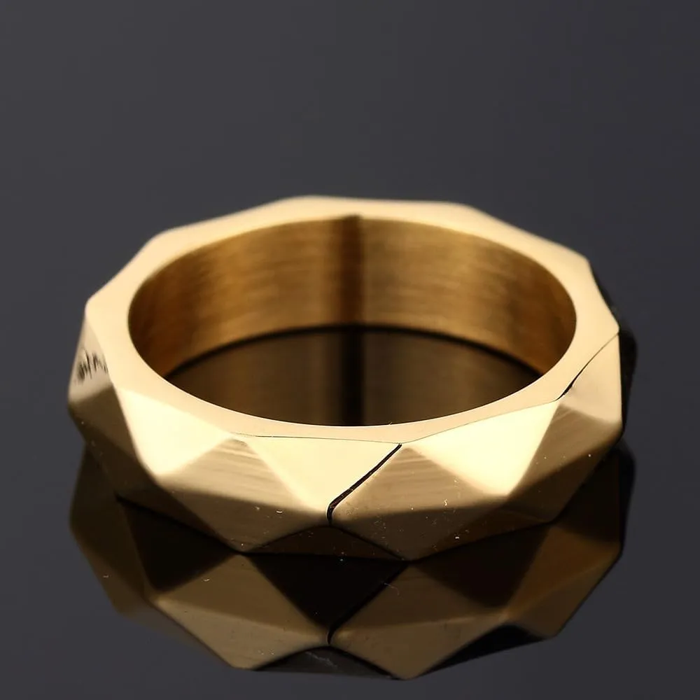 HUASAI Geometric Rhombus Ring Punk Cool Ring Dainty 4mm Titanium Rhombus Ring Dainty Statement Rings Trendy Midi Rings Jewelry for Women