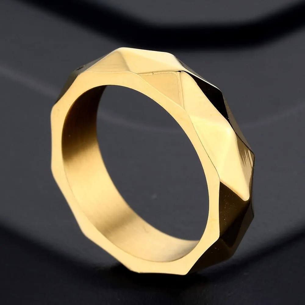 HUASAI Geometric Rhombus Ring Punk Cool Ring Dainty 4mm Titanium Rhombus Ring Dainty Statement Rings Trendy Midi Rings Jewelry for Women