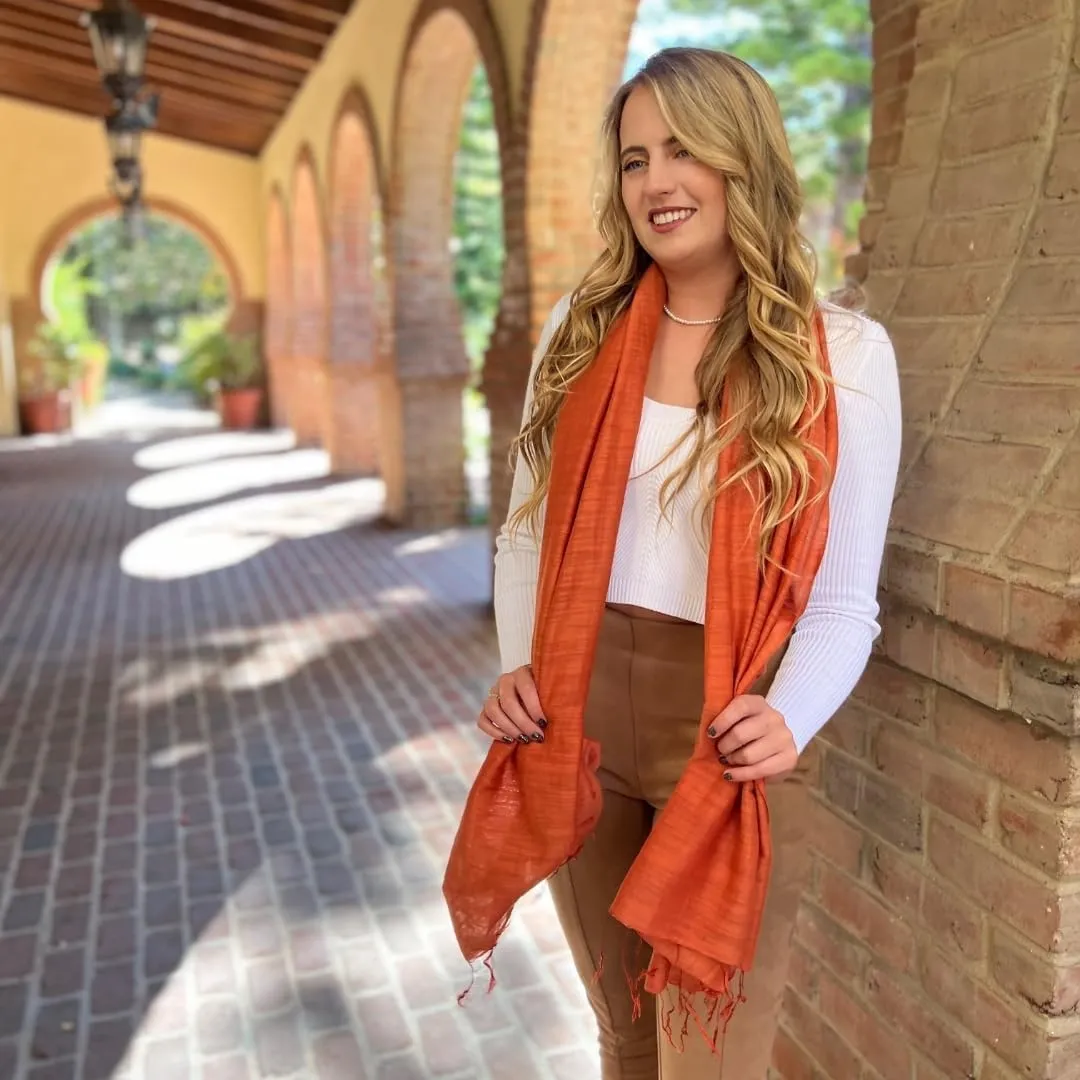 Humble Hilo Silk Blend Scarf Solid Colors Long Silk Neck Scarf for Women Large Pashmina Wrap