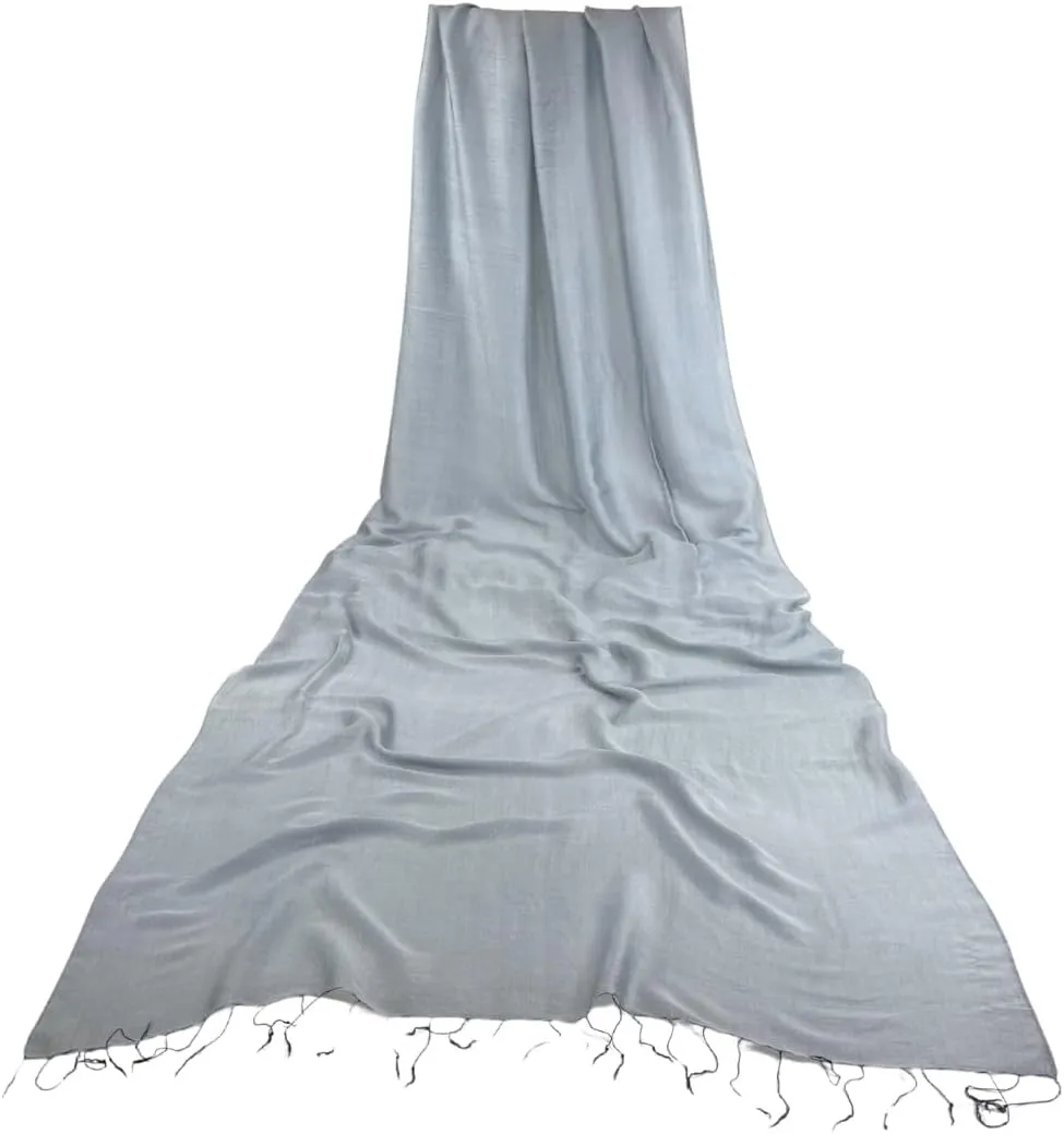 Humble Hilo Silk Blend Scarf Solid Colors Long Silk Neck Scarf for Women Large Pashmina Wrap