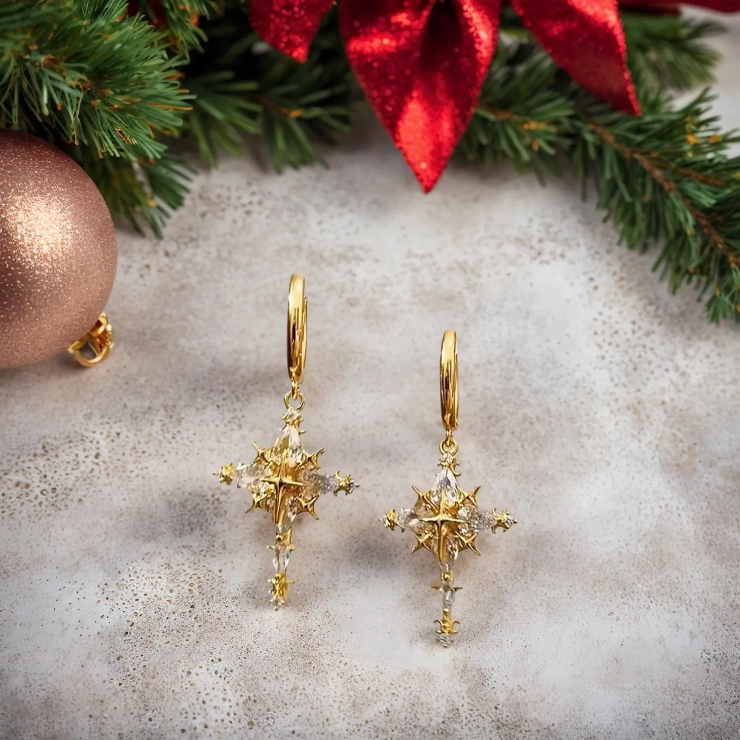 Hypoallergenic Earrings for Women | Cubic Zirconia Cross Hoop Huggie EarringsGold Plated Dangle Design Unique Trendy Gift for Valentines Day, Mothers Day & Wedding (Silver/Gold)