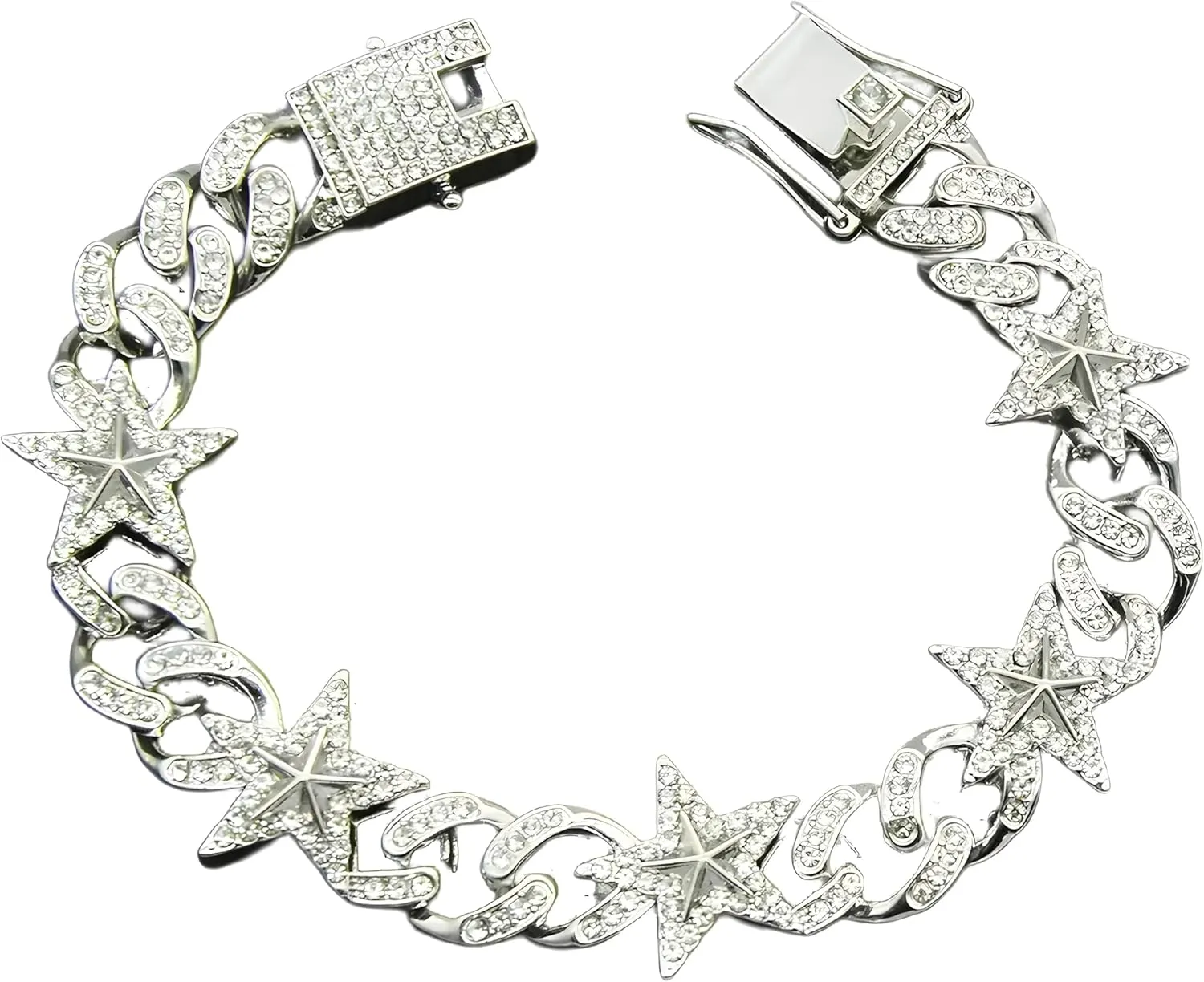 Iced Out Bling Hip Hop Women Men Bracelet 5a Cubic Zircon Gold Silver 2tone Color Star Shape Anklet Bracelets Jewelry