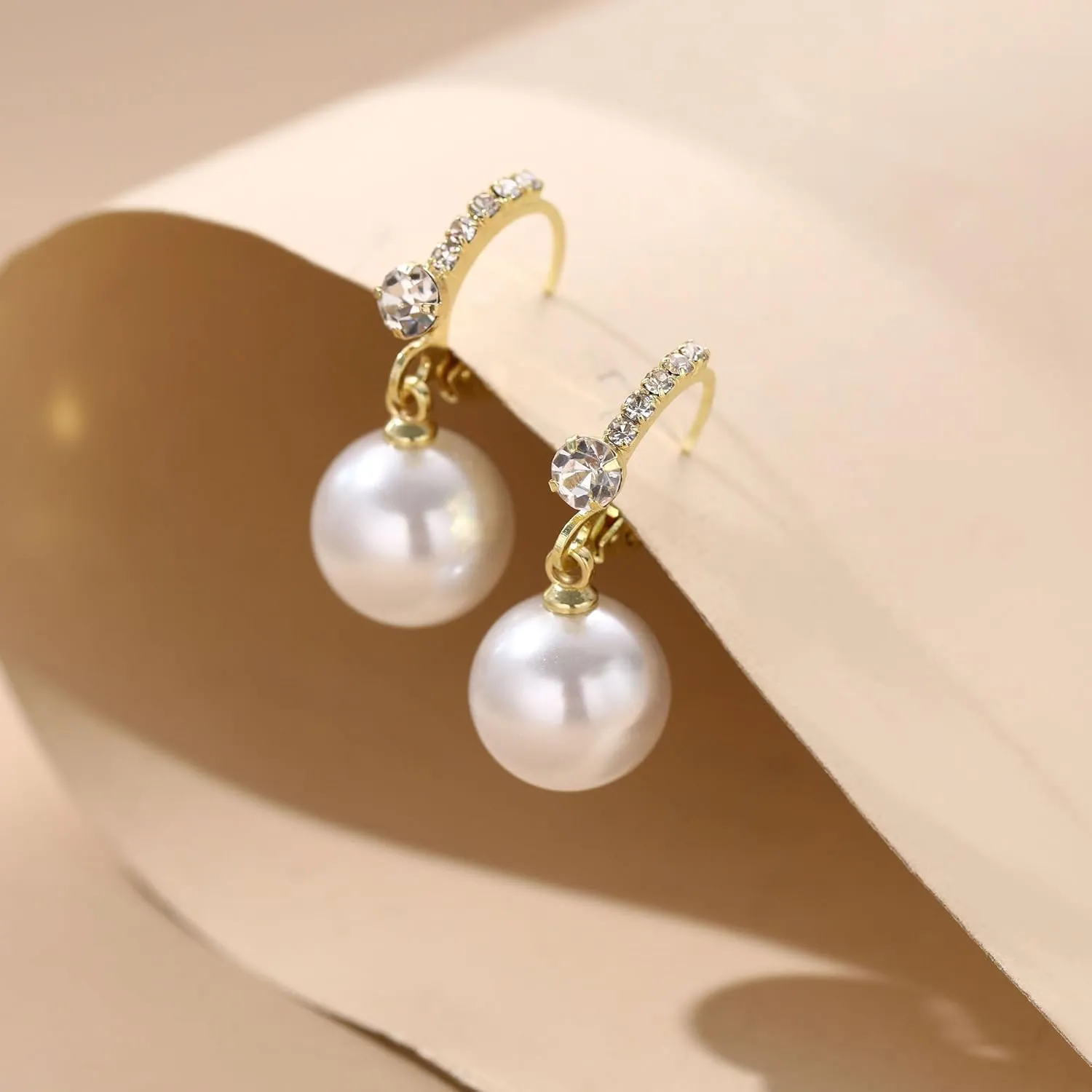 JSJOY Pearl Earrings for Women Stud Earring 14k Gold Hoop Earrings Dangle Fall Earring Jewelry for Women Bride Small Wedding Gifts Wedding Gifts for Her