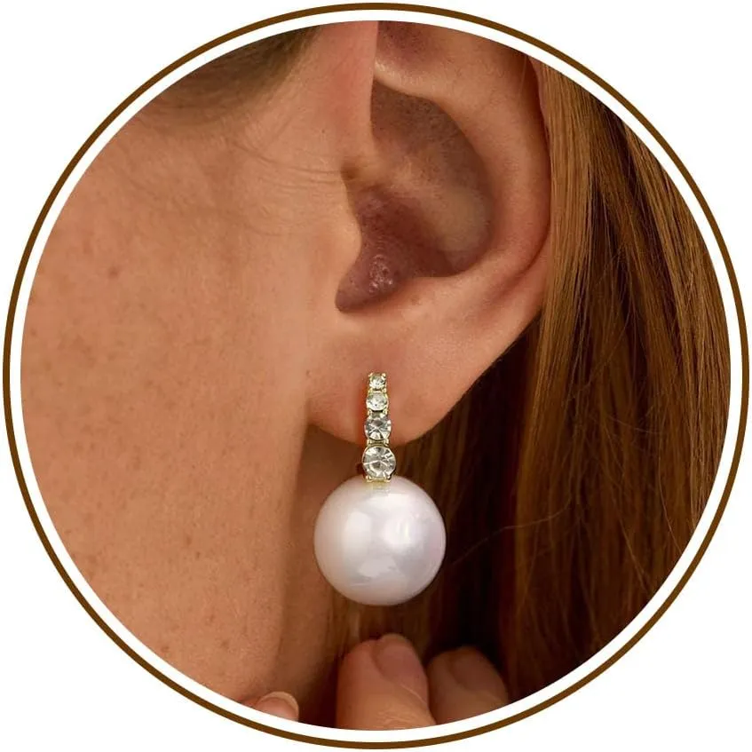 JSJOY Pearl Earrings for Women Stud Earring 14k Gold Hoop Earrings Dangle Fall Earring Jewelry for Women Bride Small Wedding Gifts Wedding Gifts for Her