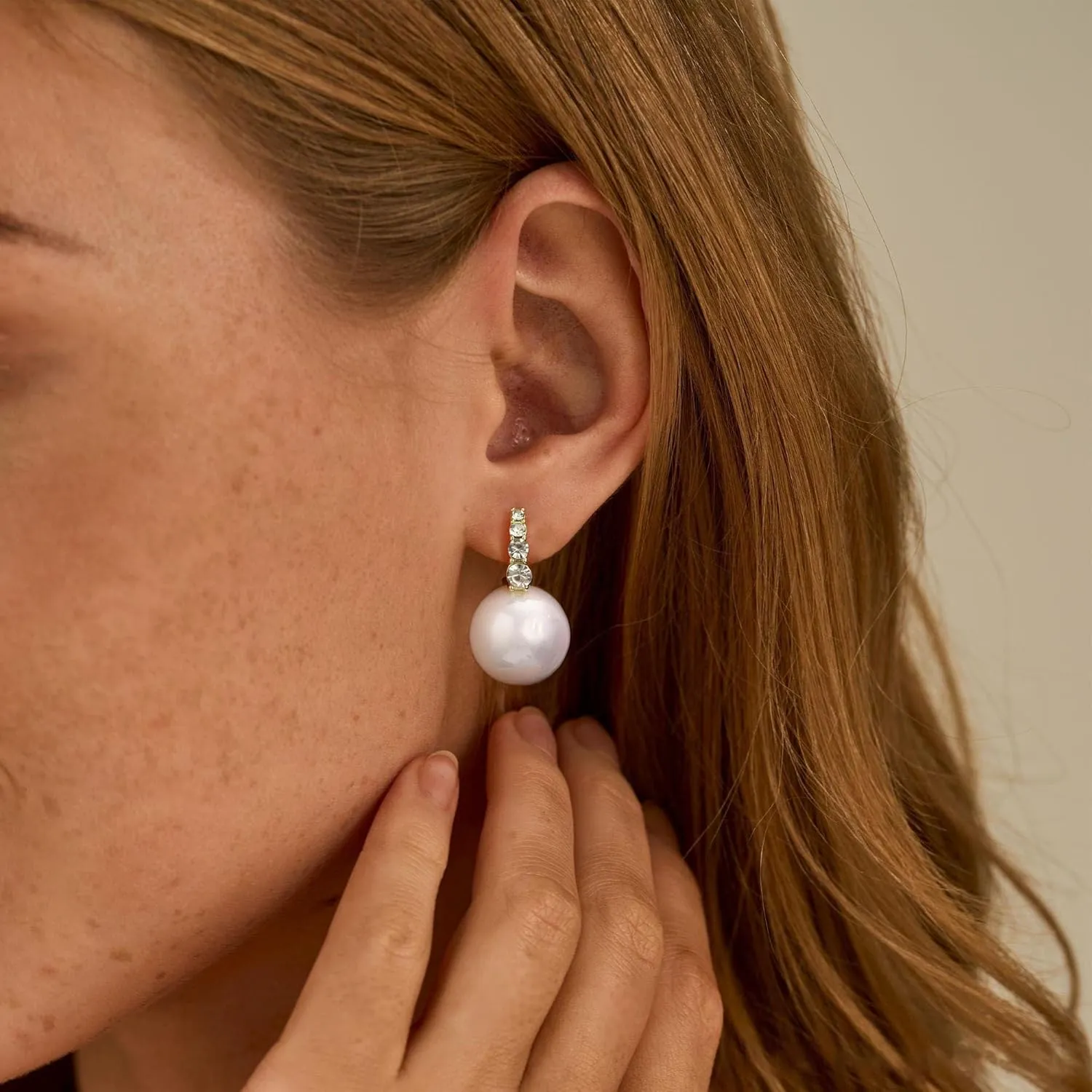 JSJOY Pearl Earrings for Women Stud Earring 14k Gold Hoop Earrings Dangle Fall Earring Jewelry for Women Bride Small Wedding Gifts Wedding Gifts for Her