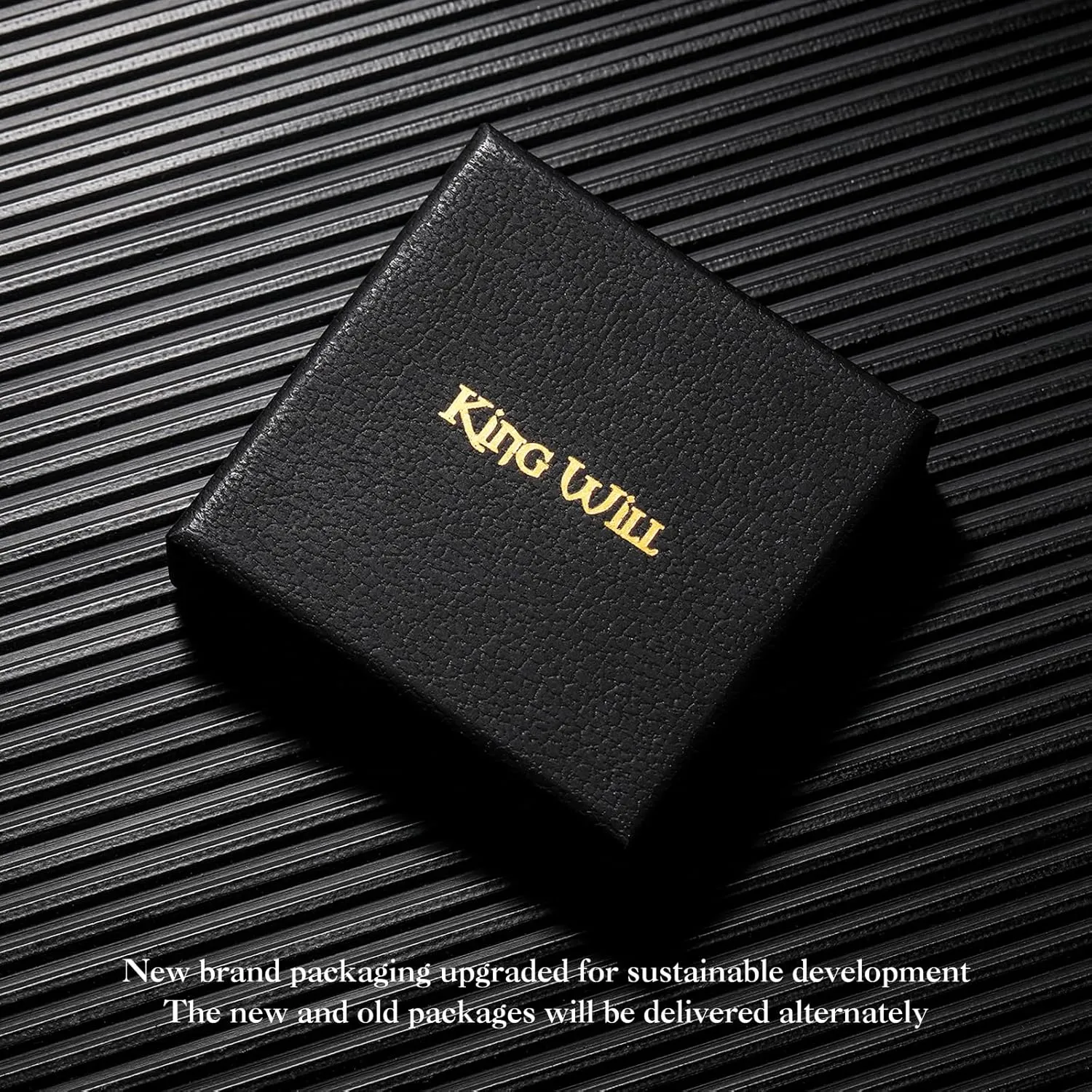 King Will 316L Stainless Steel Men's Wedding Band  6/8 mm Dual-Tone Wedding Ring Polished Finish with Gold/Black Steel Plating, Fashionable and Durable Stainless Steel Men's Ring Size 7-14