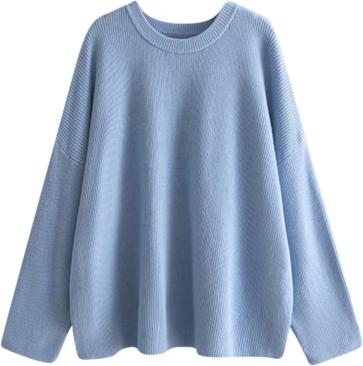 Knit Fall Sweaters for Women 2024 Plain Long Sleeve Tops Casual Loose Oversized Sweatshirt Crew Neck Pullover Shirt