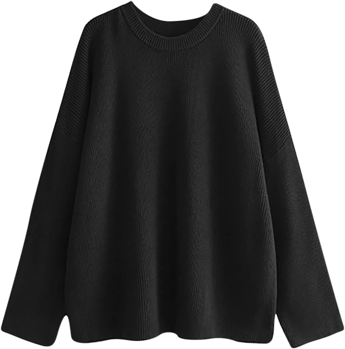 Knit Fall Sweaters for Women 2024 Plain Long Sleeve Tops Casual Loose Oversized Sweatshirt Crew Neck Pullover Shirt