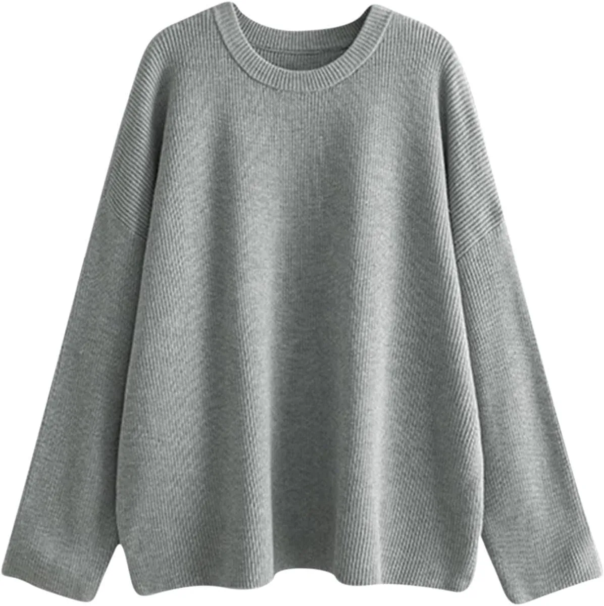 Knit Fall Sweaters for Women 2024 Plain Long Sleeve Tops Casual Loose Oversized Sweatshirt Crew Neck Pullover Shirt