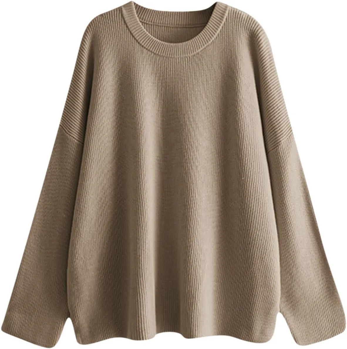 Knit Fall Sweaters for Women 2024 Plain Long Sleeve Tops Casual Loose Oversized Sweatshirt Crew Neck Pullover Shirt