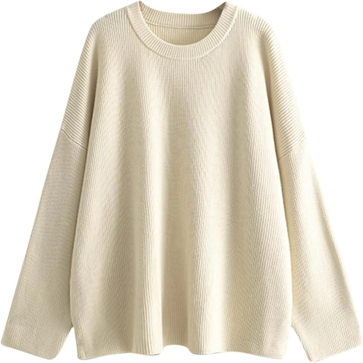 Knit Fall Sweaters for Women 2024 Plain Long Sleeve Tops Casual Loose Oversized Sweatshirt Crew Neck Pullover Shirt