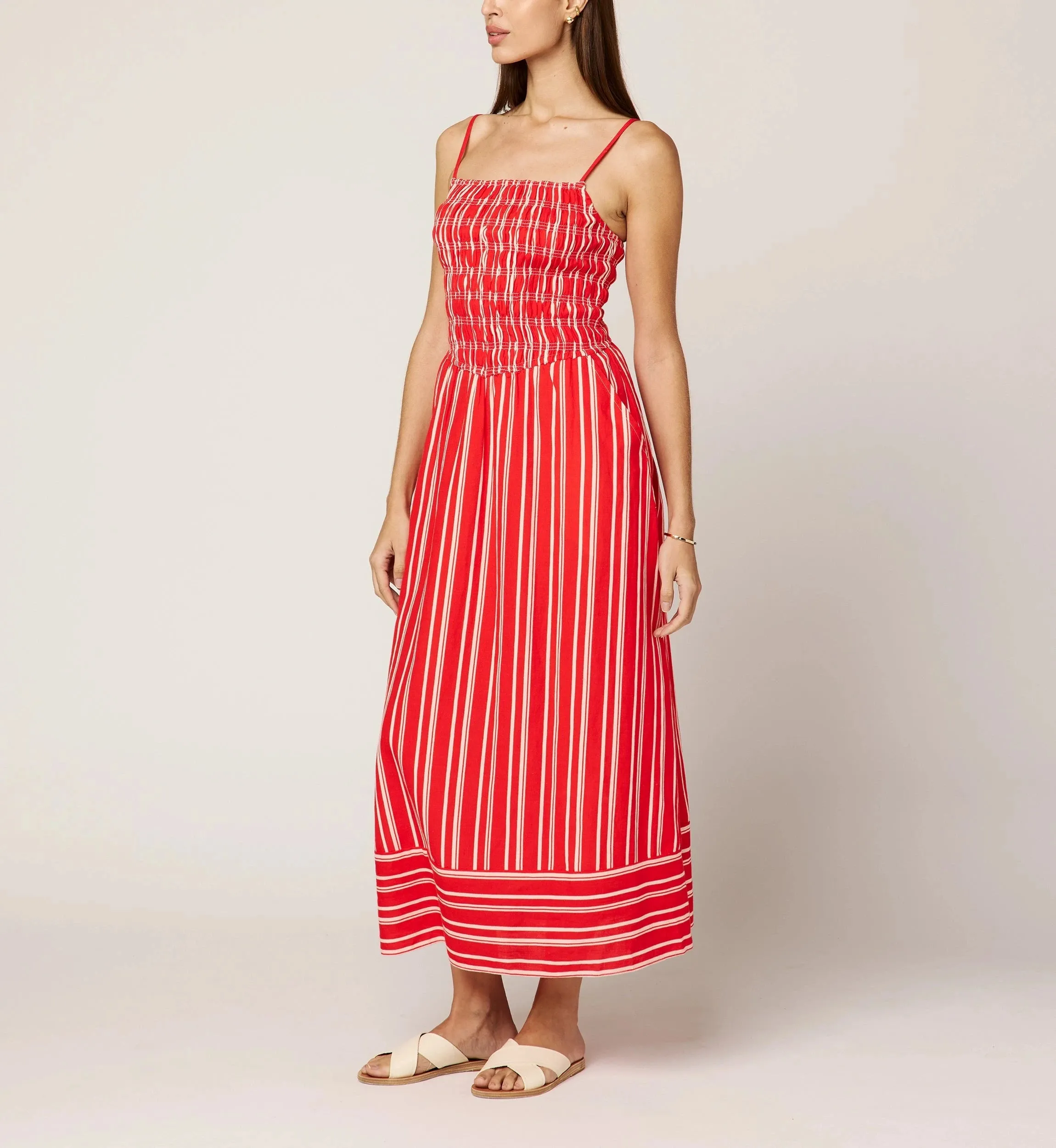Lacey Ankle Dress | Poppy Red/Ivory