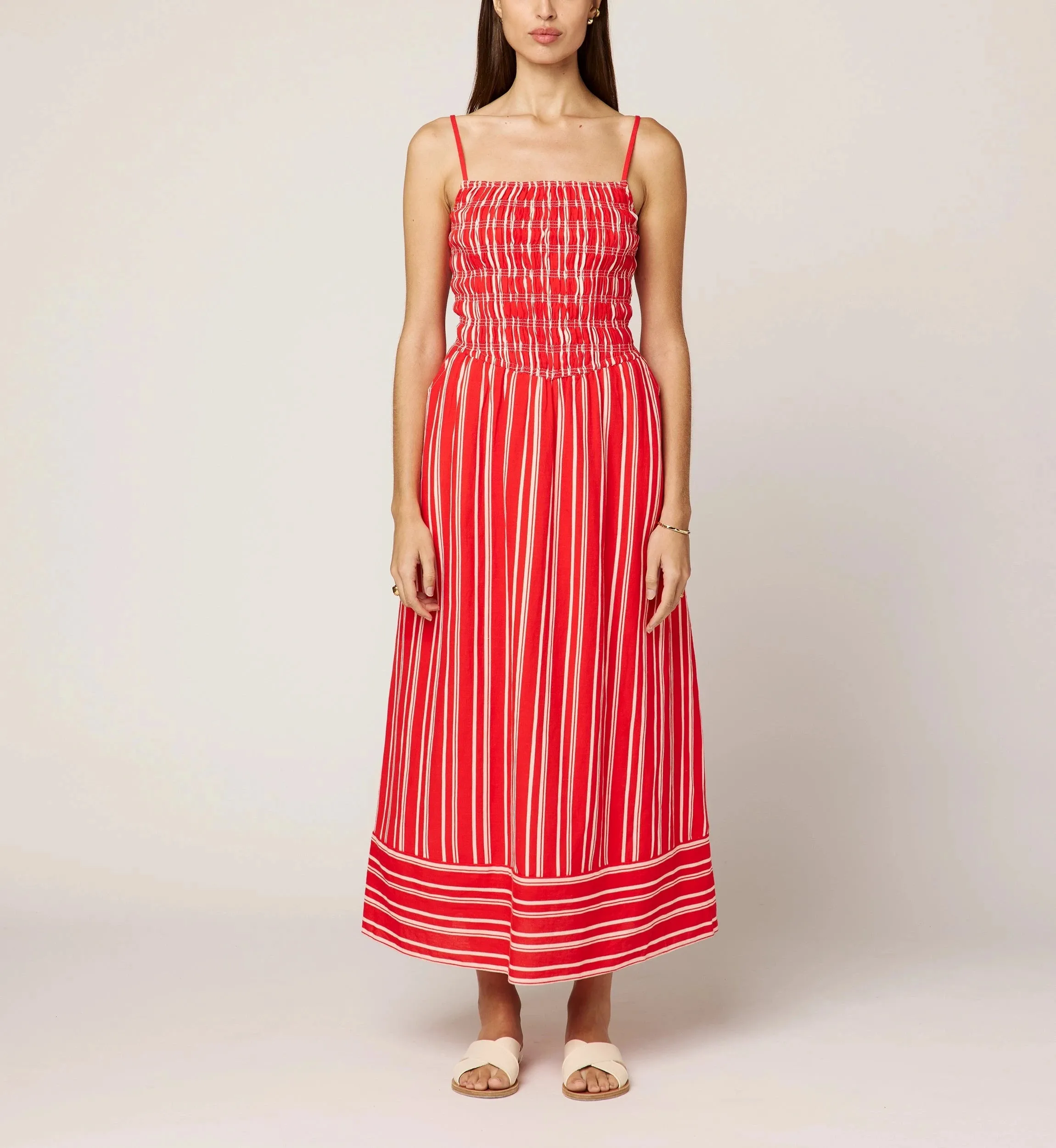 Lacey Ankle Dress | Poppy Red/Ivory