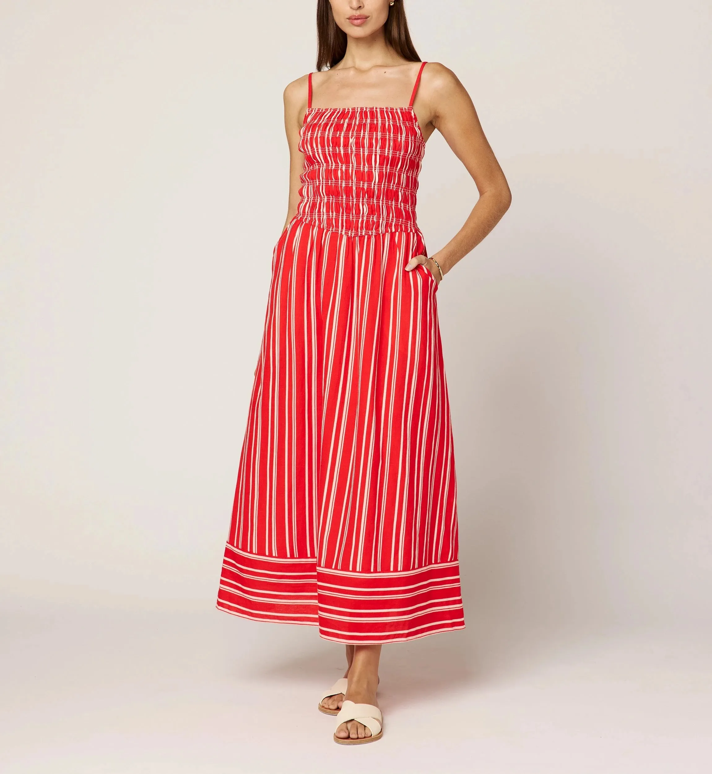 Lacey Ankle Dress | Poppy Red/Ivory