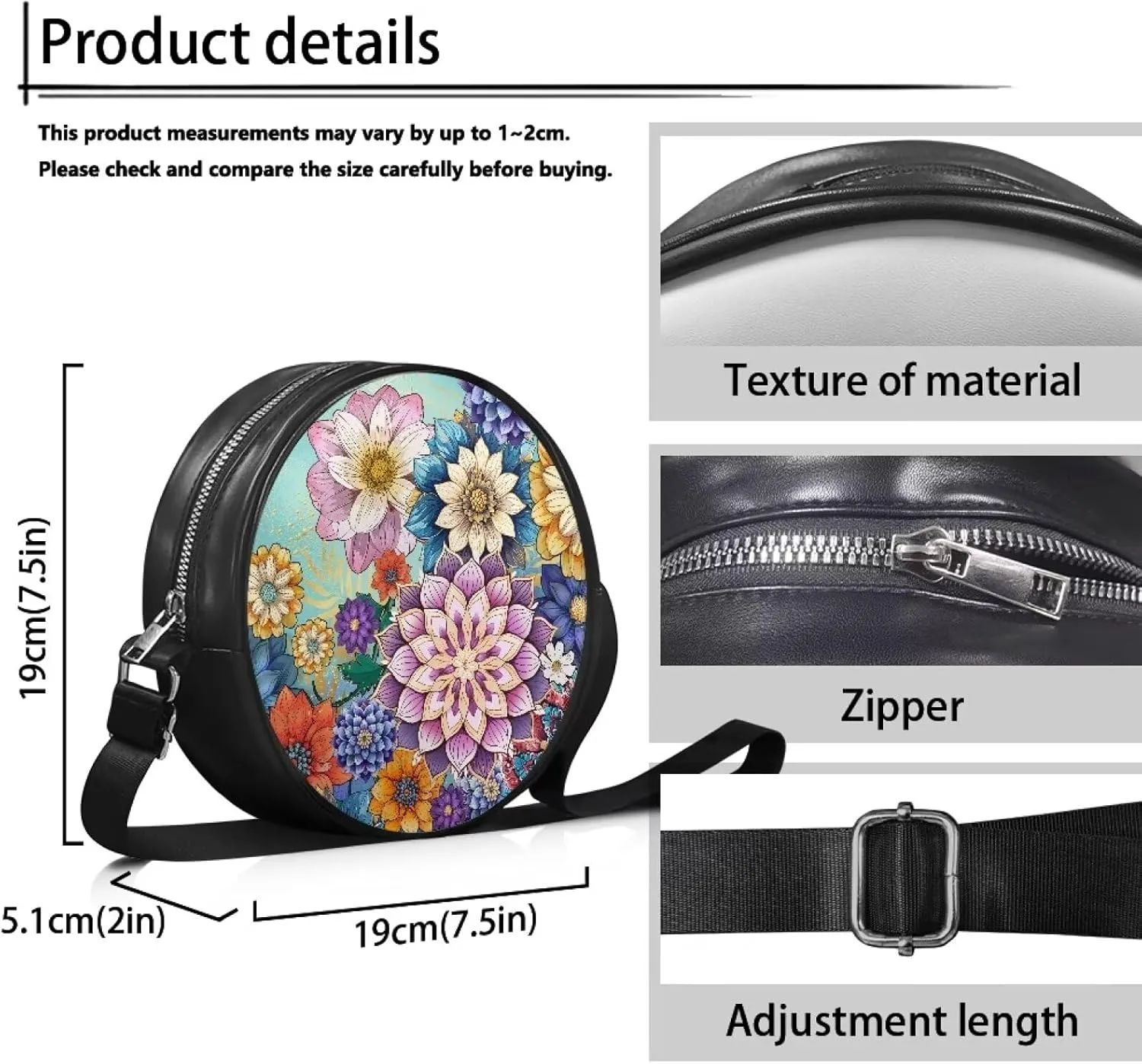 Leather Crossbody Bags for Women Girls Trendy Circle Cross Body Shoulder Bag Round Wallet
