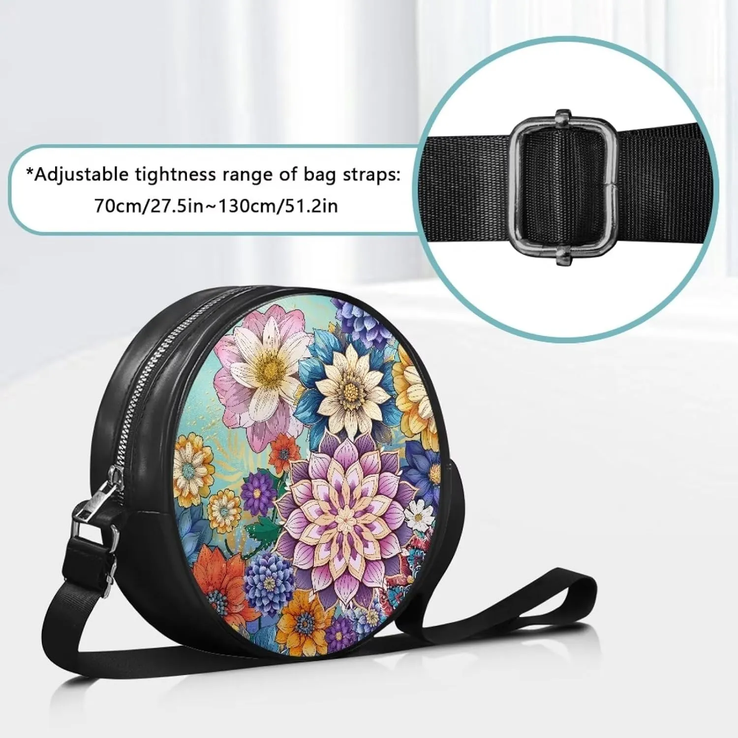 Leather Crossbody Bags for Women Girls Trendy Circle Cross Body Shoulder Bag Round Wallet