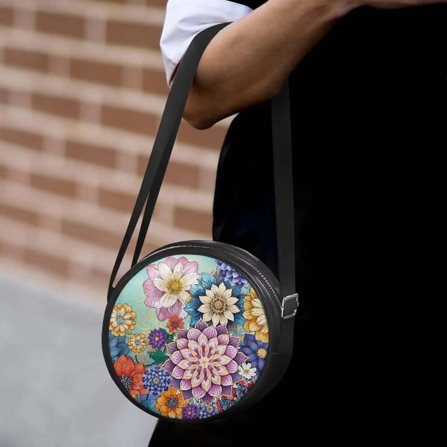 Leather Crossbody Bags for Women Girls Trendy Circle Cross Body Shoulder Bag Round Wallet