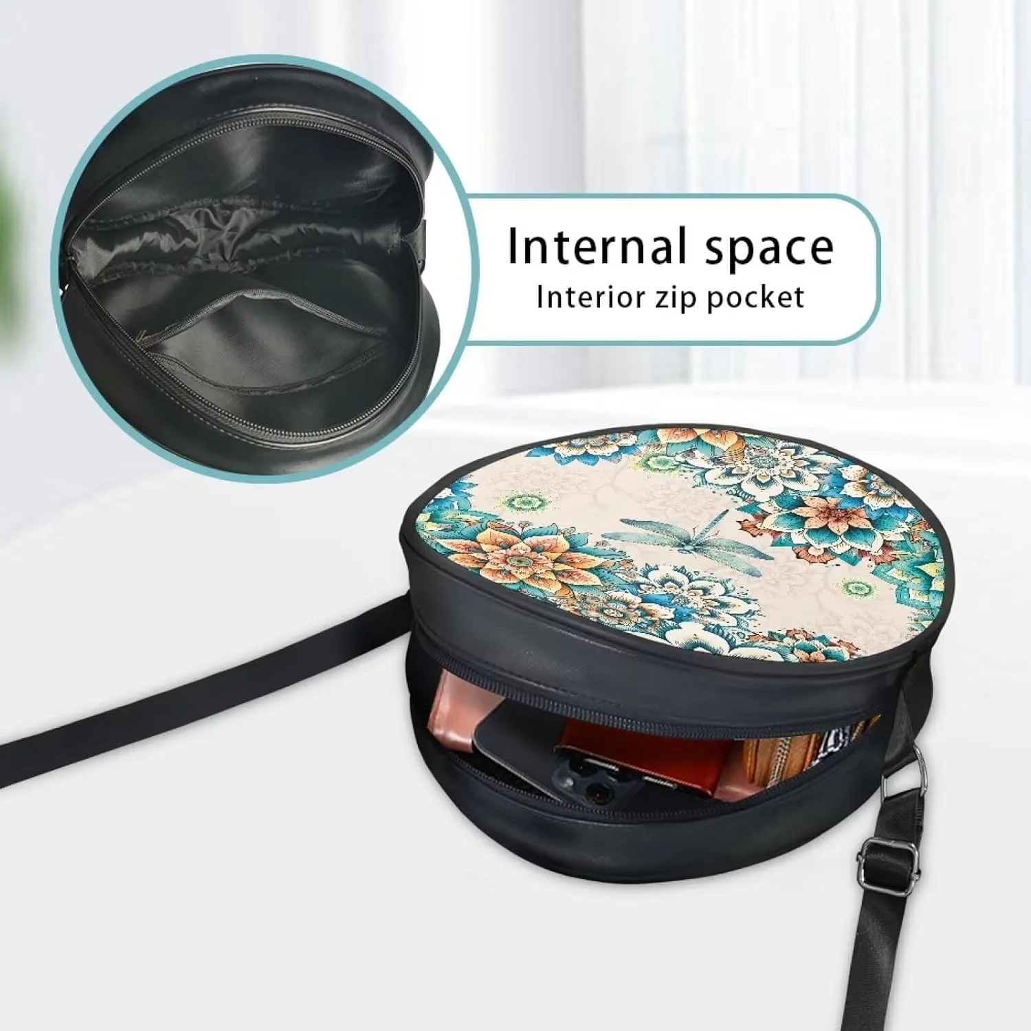 Leather Crossbody Bags for Women Girls Trendy Circle Cross Body Shoulder Bag Round Wallet
