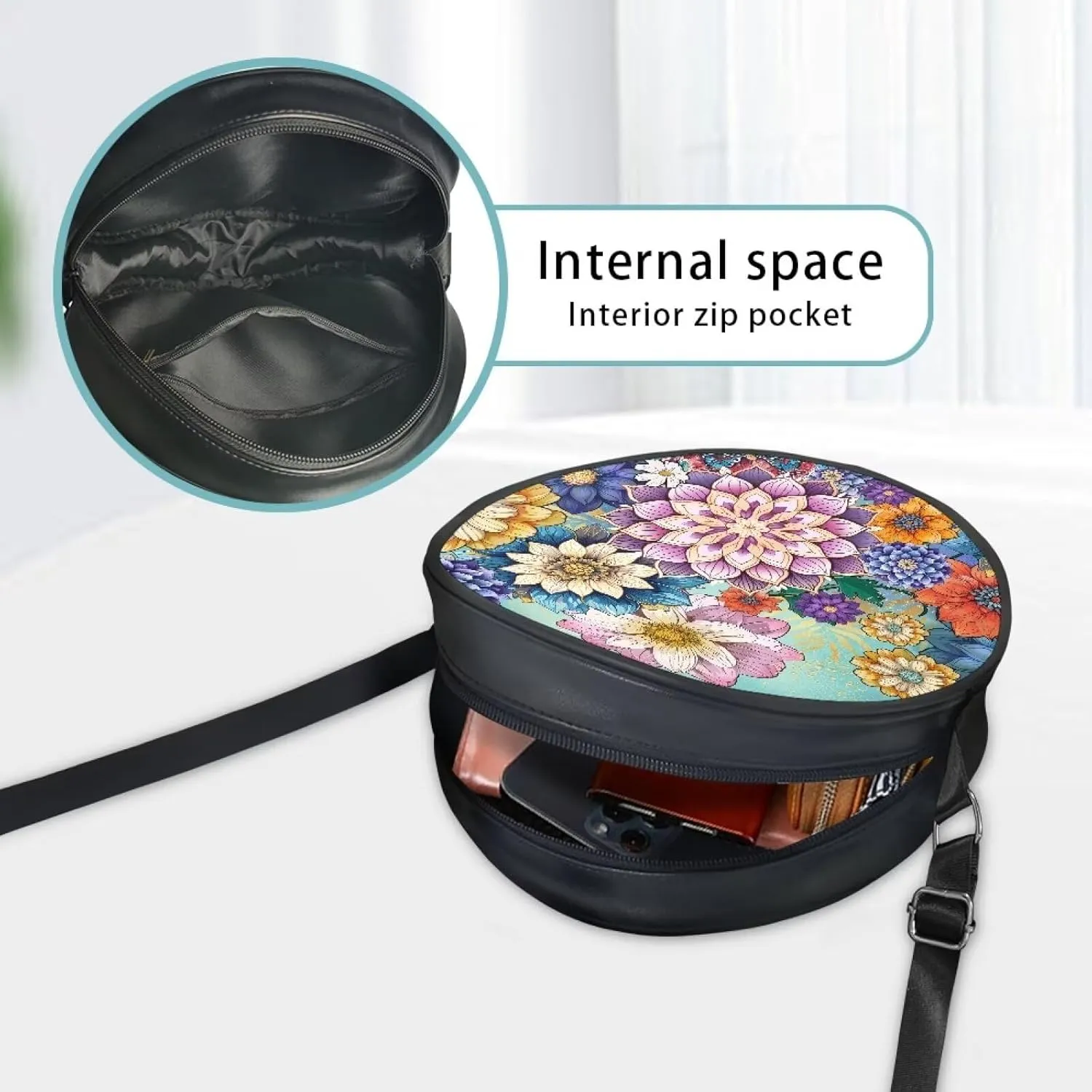 Leather Crossbody Bags for Women Girls Trendy Circle Cross Body Shoulder Bag Round Wallet