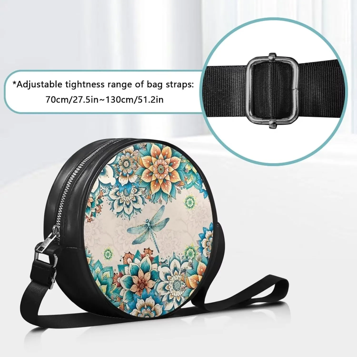 Leather Crossbody Bags for Women Girls Trendy Circle Cross Body Shoulder Bag Round Wallet