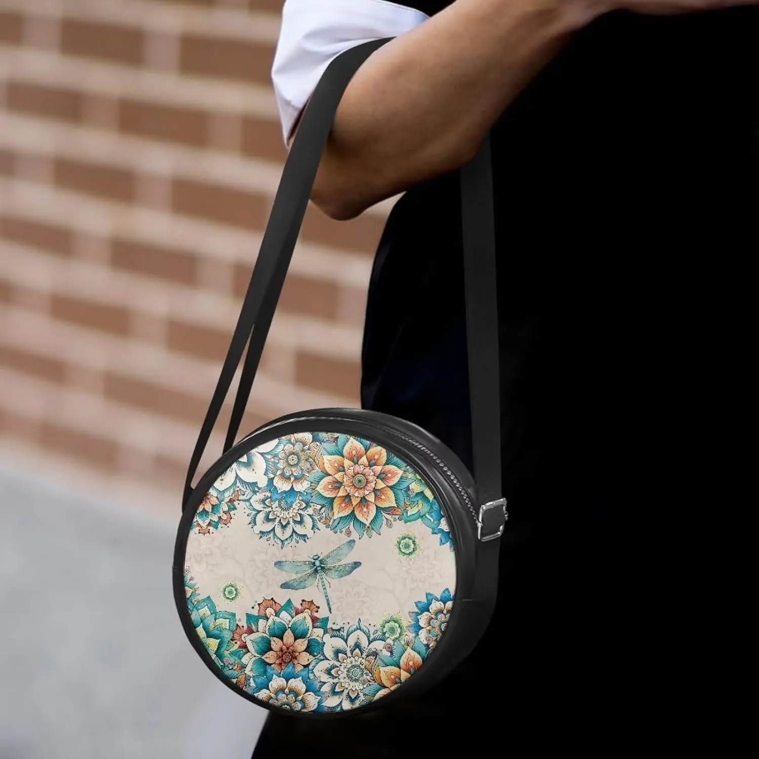 Leather Crossbody Bags for Women Girls Trendy Circle Cross Body Shoulder Bag Round Wallet