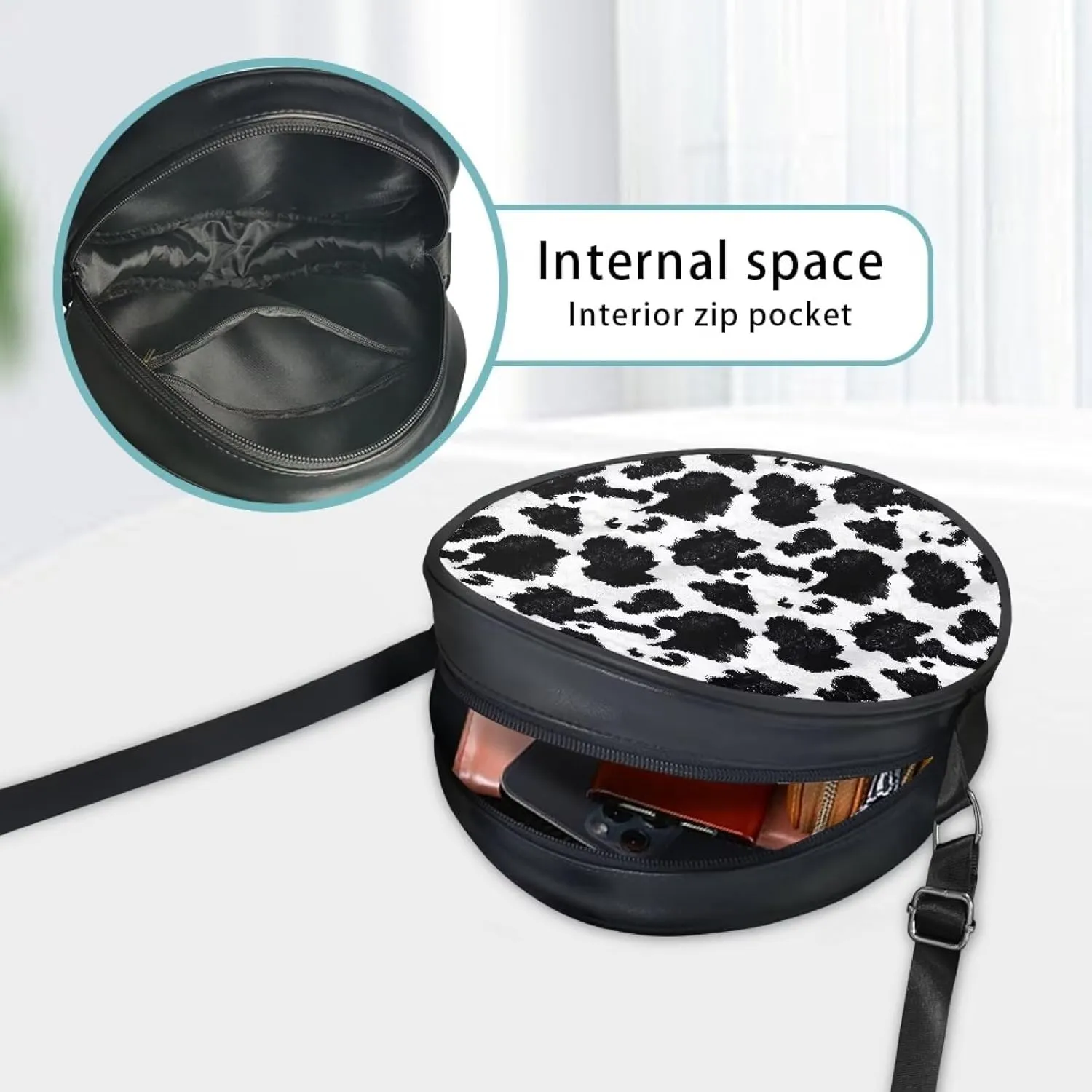Leather Crossbody Bags for Women Girls Trendy Circle Cross Body Shoulder Bag Round Wallet