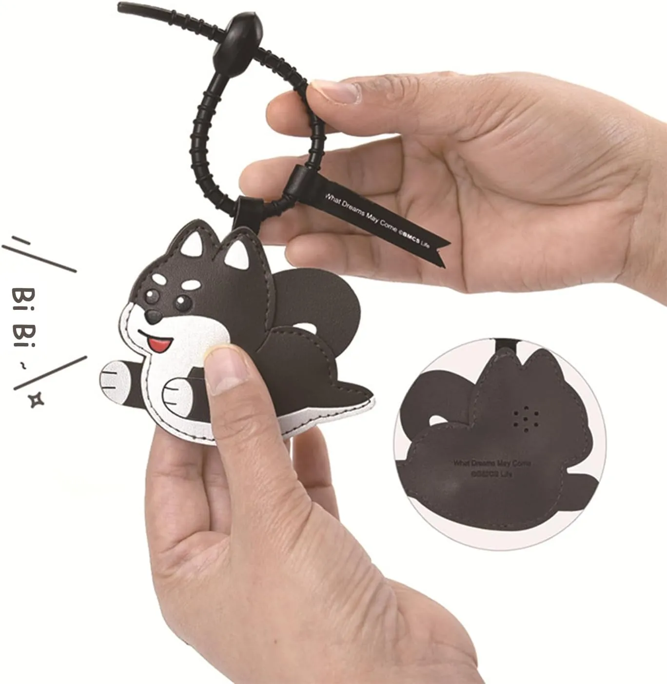 Leather Dog Bag Charm, Reduce Pressure Pressable Corgi Keychain, Kawaii Pinch and Call Animal Charm for
