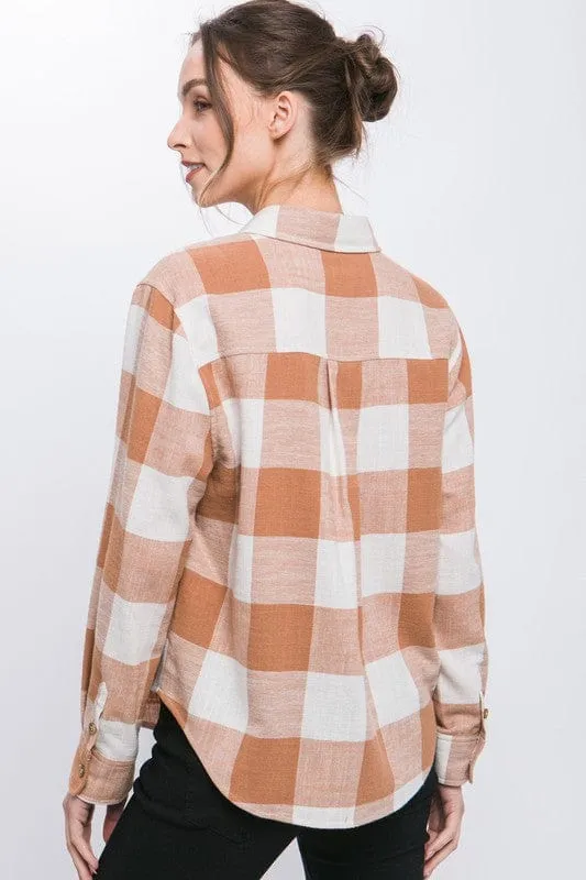 Lightweight Plaid Button Down Top *Online Only*