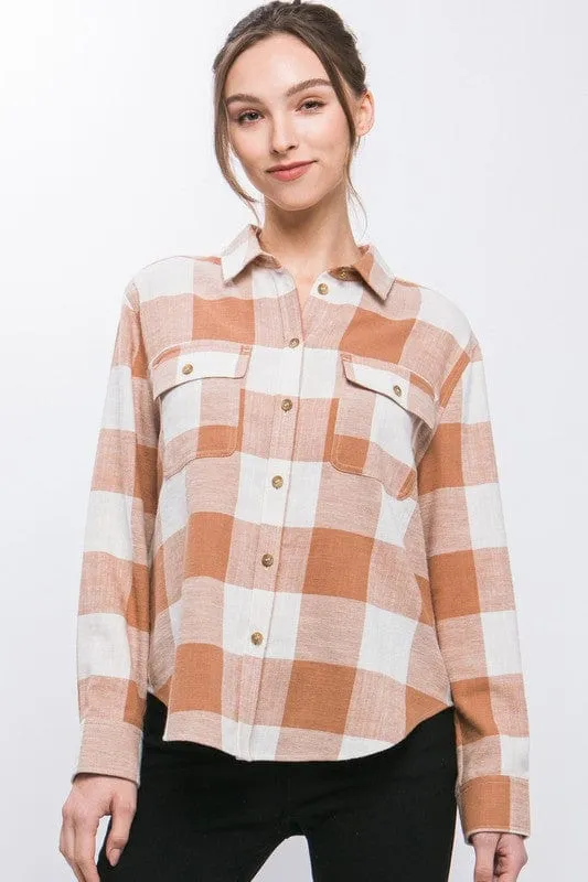 Lightweight Plaid Button Down Top *Online Only*