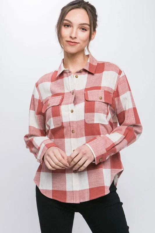 Lightweight Plaid Button Down Top *Online Only*