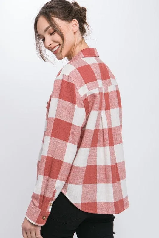 Lightweight Plaid Button Down Top *Online Only*