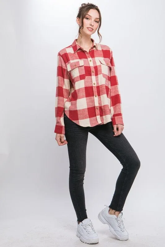 Lightweight Plaid Button Down Top *Online Only*