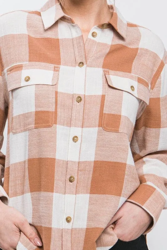 Lightweight Plaid Button Down Top *Online Only*