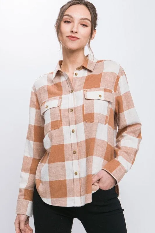 Lightweight Plaid Button Down Top *Online Only*