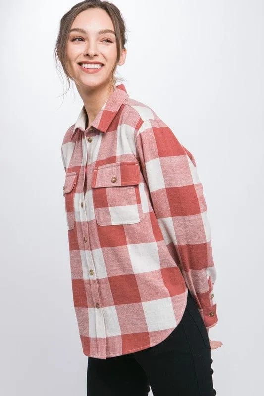 Lightweight Plaid Button Down Top *Online Only*